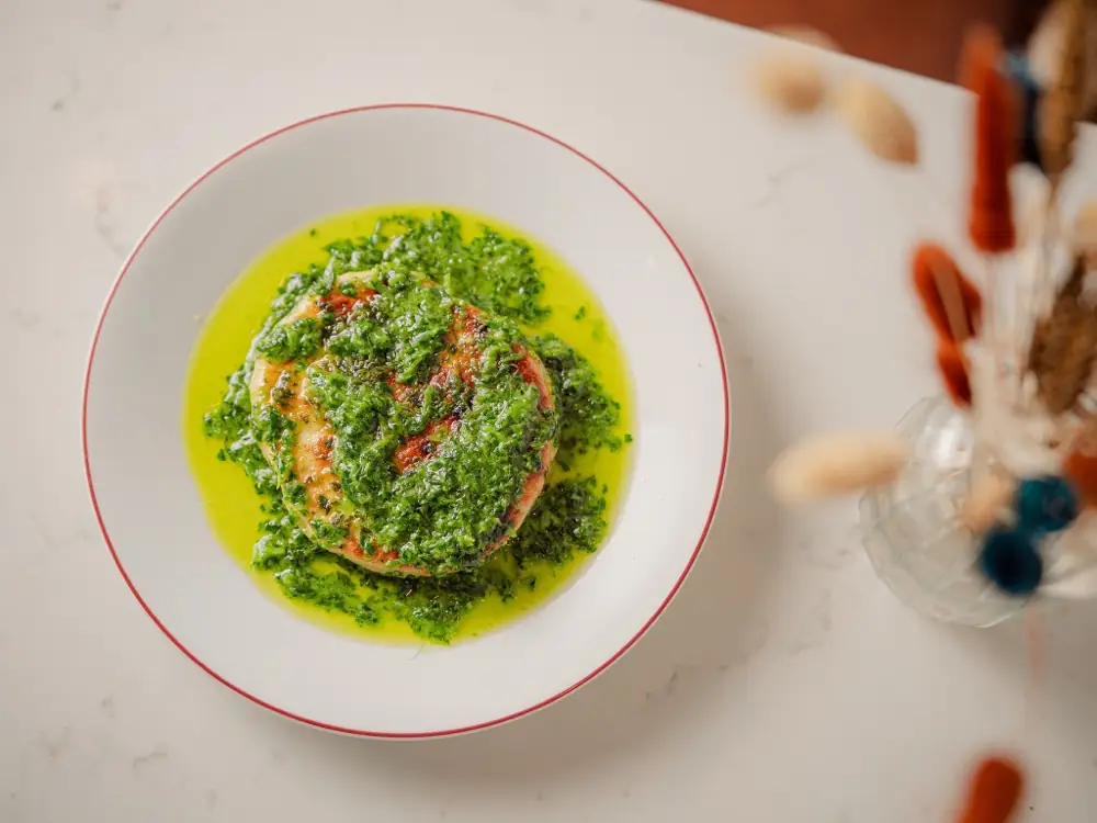 Spanish omelette in salsa verde